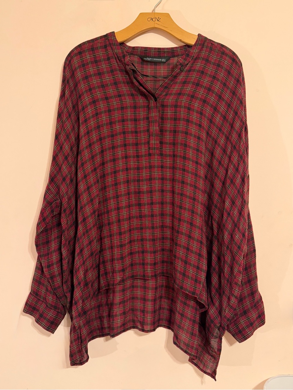 Zara Red Plaid Top